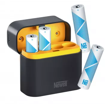Newell 4-Kanal Li-Ion Akku-Ladegerät + 4 AA 2200 mAh Li-Ion Akkus