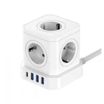 Newell GaN Power Cube 9w1 Weiß Steckdosenleiste mit USB-Ladegerät