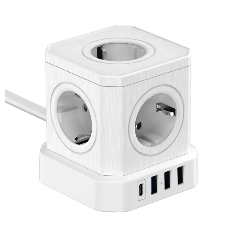 Newell GaN Power Cube 9w1 Weiß Steckdosenleiste mit USB-Ladegerät