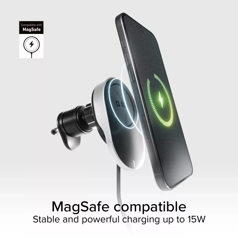 SBS MagSafe Magnetic 15W Retractable Cable Charger - Black