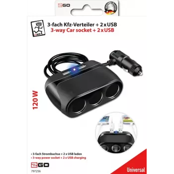 2GO 797256 Kfz-Ladegerät für Mobilgeräte, Schwarz