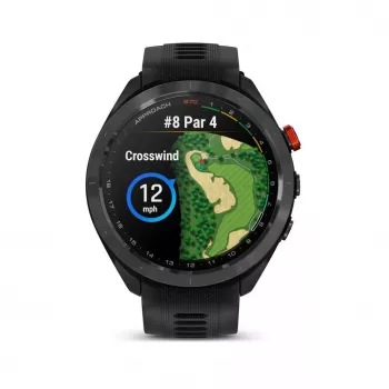 Garmin Approach S70 47mm Golf GPS Smartwatch – Schwarze/rote Keramiklünette mit schwarzem Silikonarmband