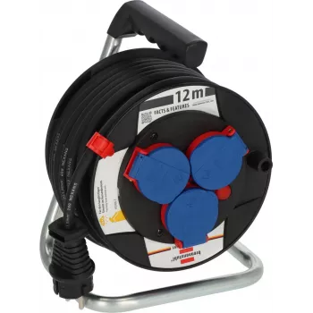 Brennenstuhl Garant 180 Kabeltrommel 12 m, H07RN-F 3G1.5, Schwarz, 9123020115