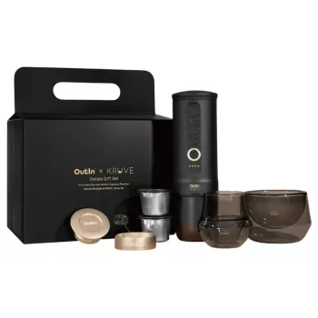 OutIn Nano x Kruve Tragbarer Espressokocher Geschenkset Schwarz/Gold