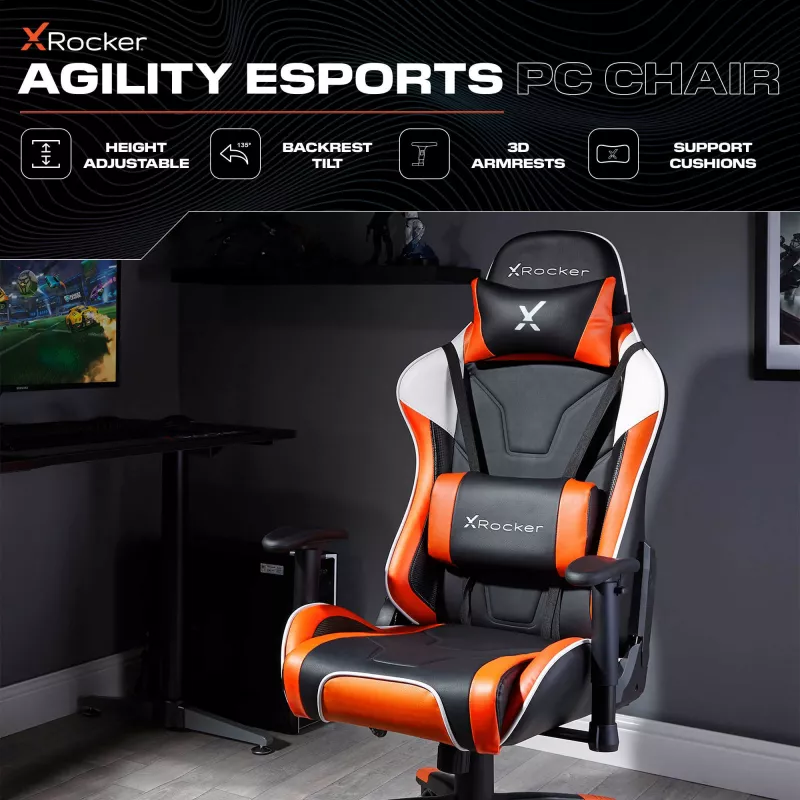 X Rocker Agility eSports Gaming Desk Chair - Black/Orange