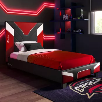 XROCKER Gaming & Racing Einzelbett 90x190cm Rot Kunstleder