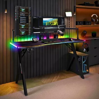 X Rocker Lumio XL RGB Gaming Desk mit RGB-Beleuchtung & Mauspad, 140 cm