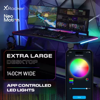 X Rocker Lumio XL RGB Gaming Desk mit RGB-Beleuchtung & Mauspad, 140 cm
