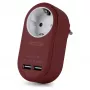 ENTAC Steckdosenadapter mit 2x USB-A Burgund