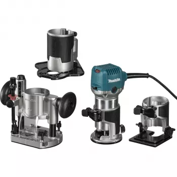 Makita RT0702CX3J Kantenfräse 710W 8mm Spannzange mit 3 Basen MAKPAC Koffer
