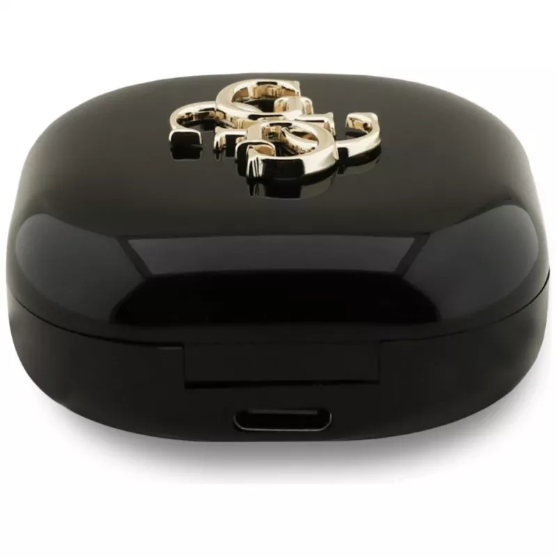 Guess 4G Metal Logo True Wireless Stereo Bluetooth-Ohrhörer mit Ladeetui (Schwarz)
