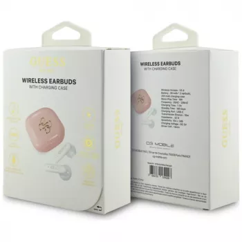 Guess 4G Metal Logo True Wireless Stereo Bluetooth 5.0 Earbuds mit Ladecase - Pink