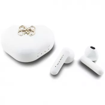 Guess 4G Metal Logo True Wireless Stereo Bluetooth-Ohrhörer mit Ladeetui (Weiß)