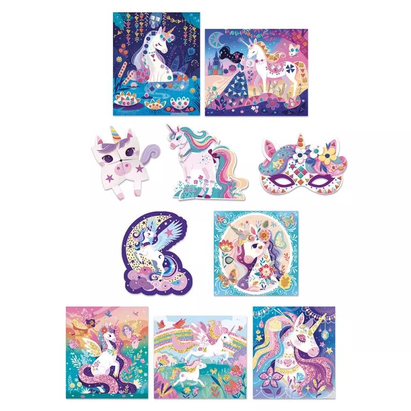 Janod Kreativ-Bastelset 10 Einhorn-Dekorationen 5+