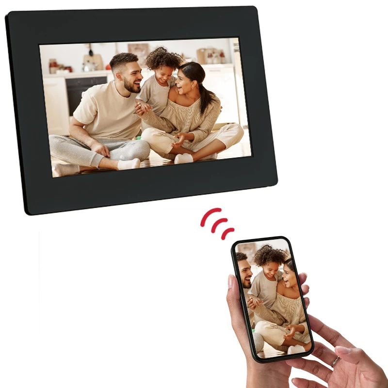 AGFAPHOTO APF700 Wi-Fi 7-Zoll Digitaler Bilderrahmen mit 32 GB Speicher, IPS-LCD-Touchscreen, Bewegungssensor, Auto-Rotation, Schwarz