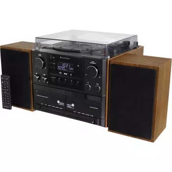 Soundmaster MCD5600BR Stereoanlage mit Plattenspieler, DAB+, UKW, Bluetooth, CD, Kassette, USB, 2 x 5 W, Braun
