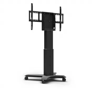 Kindermann DisplayLift² Mobile X-Fuss elektrischer motorisierter TV-Wagen für 42-98 Zoll Displays, 150 kg Traglast, Schwarz/Silber