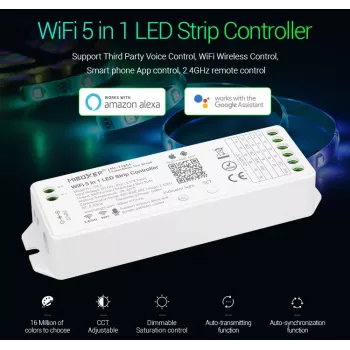 MIBOXER WL5 5in1 RGB+CCT LED Controller DC12-24V WiFi 2.4G Alexa