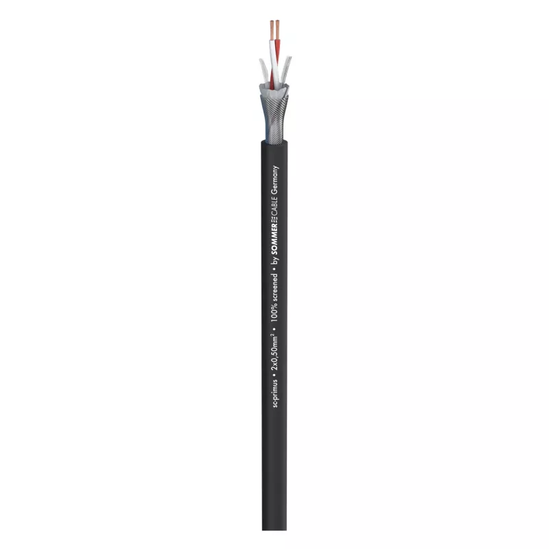 Sommer Cable SC-Primus Mikrofonkabel, 2 x 0,50 mm², PVC Ø 6,7 mm, schwarz, Meterware (200-0151)