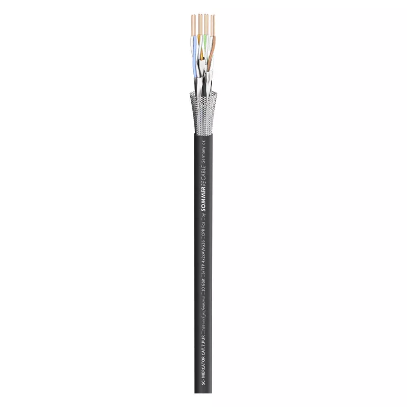 Sommer Cable SC-Mercator CAT.7 PUR Netzwerkkabel, PUR, Ø 6,4 mm, Schwarz, meterweise verkauft (581-0071)