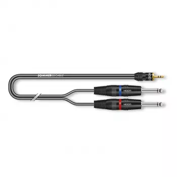 Sommer Cable SC-Onyx 2025 MKII Stereo-Splitkabel, 2 x 1 x 0,25 mm², 3,5-mm-Stereo-Miniklinkenstecker auf 2x 6,3-mm-Monoklinkenstecker, HICON, schwarz, 2,5 m (ON1W-0250-SW)