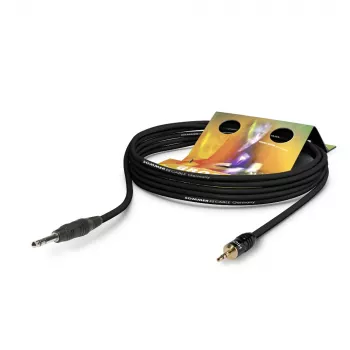 Sommer Cable Club Series MKII Patch-/Insertkabel, 2 x 0,34 mm², 6,3-mm-Stereoklinkenstecker auf 3,5-mm-Stereo-Miniklinkenstecker, HICON, schwarz, 0,25 m (CS63-0025-SW)