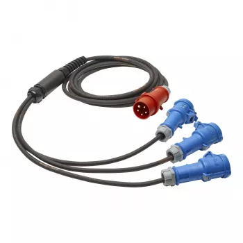 Sommer Cable Titanex Strom-Splitkabel, CEE-Stecker 16A 5-pol. auf 3x CEE-Kupplung 16A 3-pol., H07RN-F 5 x 2,5 mm², MENNEKES, schwarz, 5 m (GSH4-525H0500)