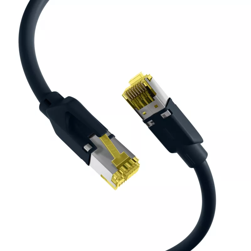EFB Elektronik ECOLAN DRAKA UC900 Hirose TM31 Patchkabel RJ-45 Stecker auf RJ-45 Stecker Cat.6A S/FTP LSZH, Schwarz, 15 m