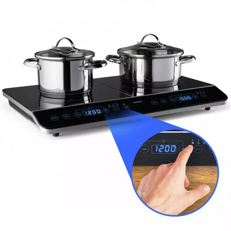 MEDION LIFE Doppel-Induktionskochfeld MD 15324 (Schwarz, 3500 Watt, 2x Ø 20 cm)
