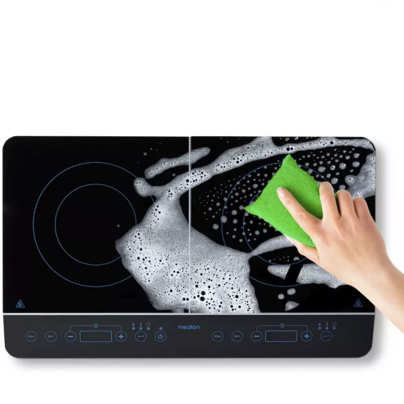 MEDION LIFE Doppel-Induktionskochfeld MD 15324 (Schwarz, 3500 Watt, 2x Ø 20 cm)