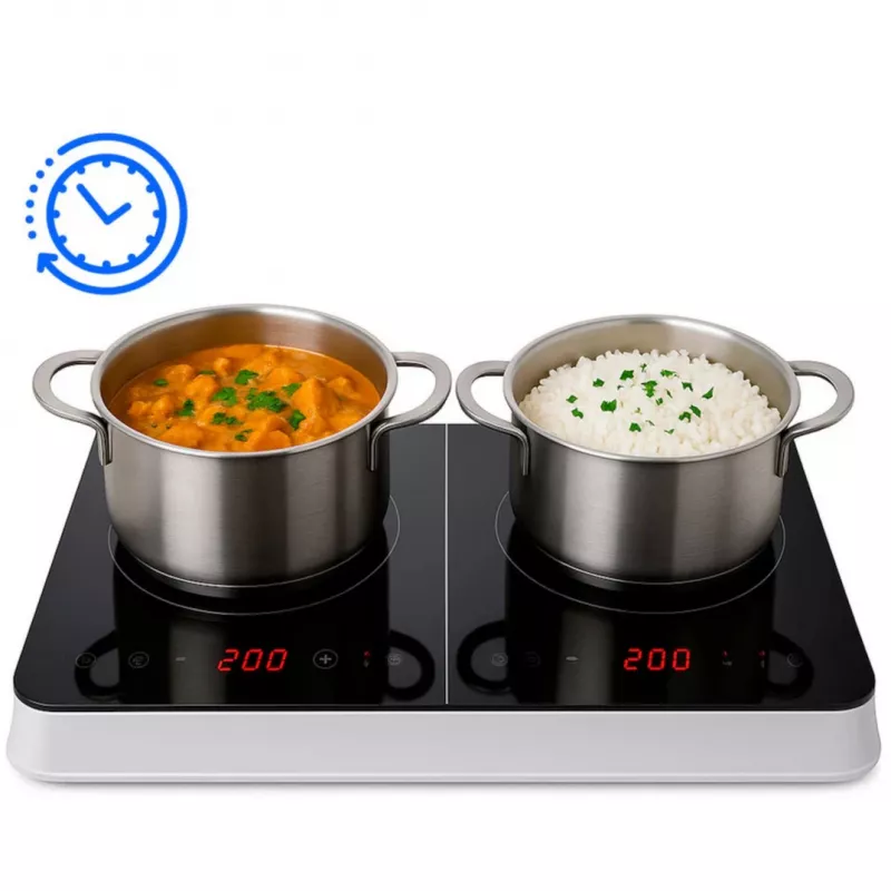 MEDION LIFE Doppel-Induktionskochfeld MD18493 (Schwarz, 3500 Watt, 2x 20 cm)