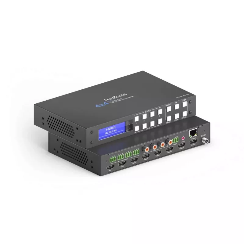 PureLink PureTools HDMI 2.0 Matrix 4x4 4K 60Hz 4:4:4 HDR10 und Audio - KVM Switch - RS-232