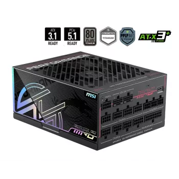 MSI MPG Ai1300TS PCIE5 1300W ATX 3.0 80 PLUS Gold Vollmodulares Netzteil, Schwarz