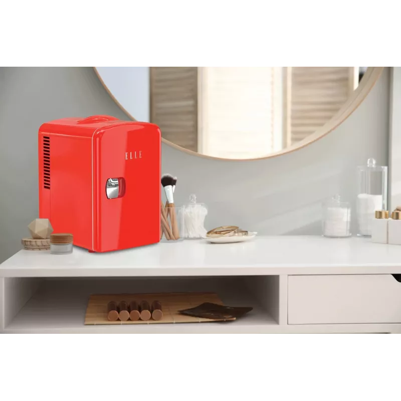 ELLE Home ESDAF101RDEU Mini-Kühlschrank 4L Rot