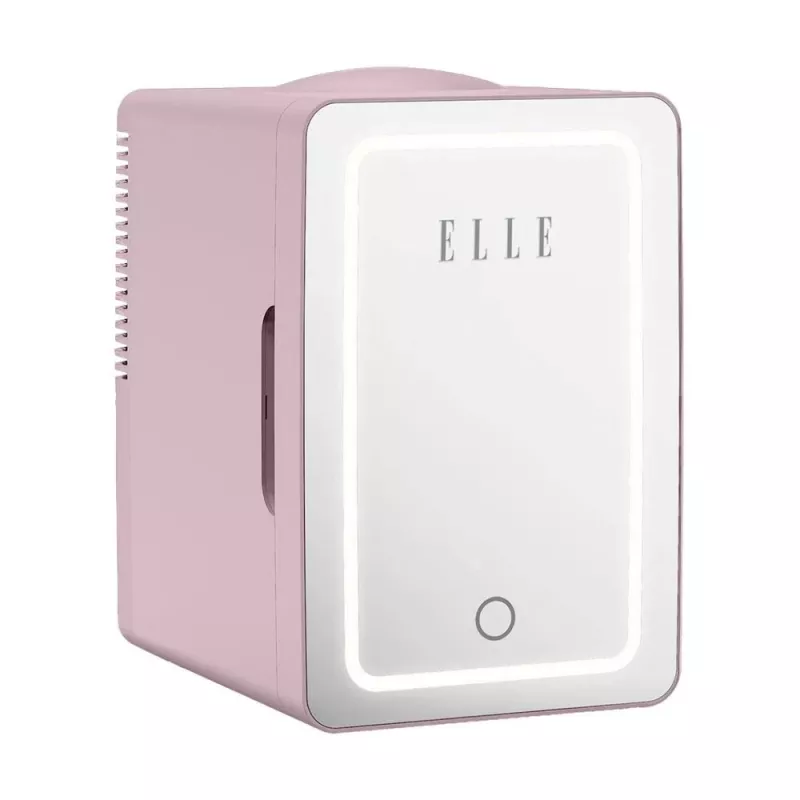 ELLE Home ESDAF01PUEU Mini-Kühlschrank mit LED-Schminkspiegel 6L Lila