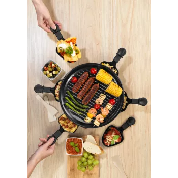 Giles & Posner EK4511GV2VDE Tisch-Raclette-Grill 1200 W 8 Personen Schwarz/Silber