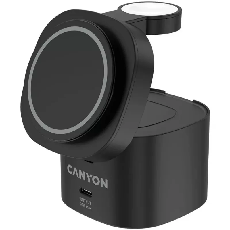 Canyon 4 in 1 Wireless Charging Stand, 30W max, Größe: 70x70x70,3mm, Gewicht: 414g, mit 1M Kabel, schwarz