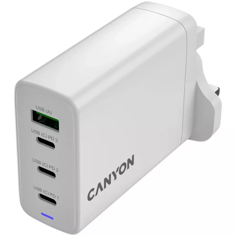 CANYON OnCharge 140 GaN Charger 150W Max 3 USB-C + 1 USB-A White UK Plug