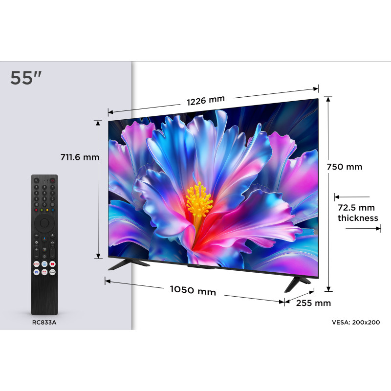 TCL 55P6L 55-Zoll 4K UHD LED Smart TV mit Android TV, HDR10, HLG, Dolby Audio, Wi-Fi, Bluetooth