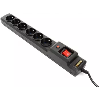 Accura Premium Crux Überspannungsschutz-Steckdosenleiste 6 Steckdosen 3,0 m Schwarz