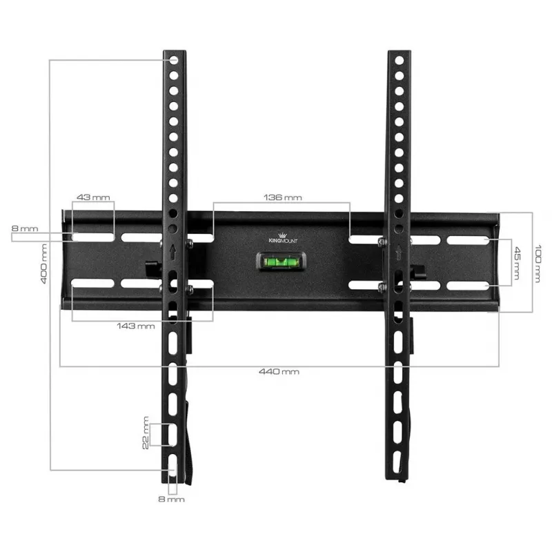 KINGMOUNT KG-1004 neigbare TV-Wandhalterung für Bildschirme von 23-65 Zoll, VESA 100x100 bis 400x400, bis 45 kg