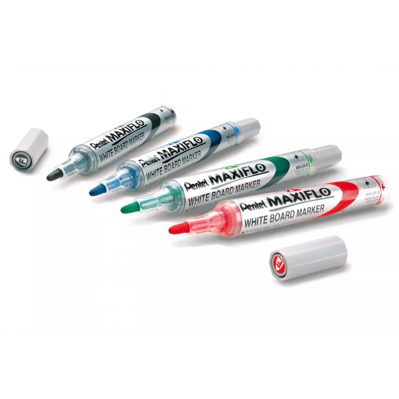 Pentel Maxiflo Flex-Feel Whiteboard Marker Set, gemischte Farben, 2,0 - 5,0 mm, 4 Stück