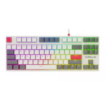 KRUX ATAX PRO RGB Creator Retro Gateron Yellow Pro Mechanische Tastatur (TKL, 87 Tasten, Hot-Swappable, USB-C, PBT Double-Shot Keycaps, Per-Key RGB)