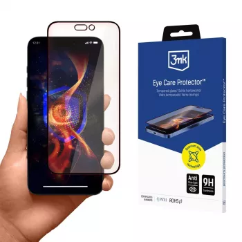 3MK EyeCare Protector Displayschutzfolie für Apple iPhone 16 Pro 6,3 inch gehärtetes Glas Blaulichtfilter 9H