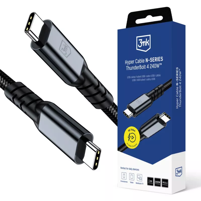 3mk Hyper N-SERIES Thunderbolt 4 240W 40Gb/s 8K60Hz 48V/5A Schwarz 1m