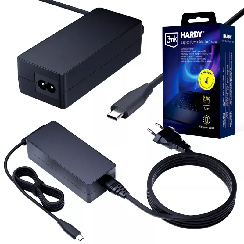3MK HARDY Laptop-Netzteil 65W USB-C 3,2m Schwarz