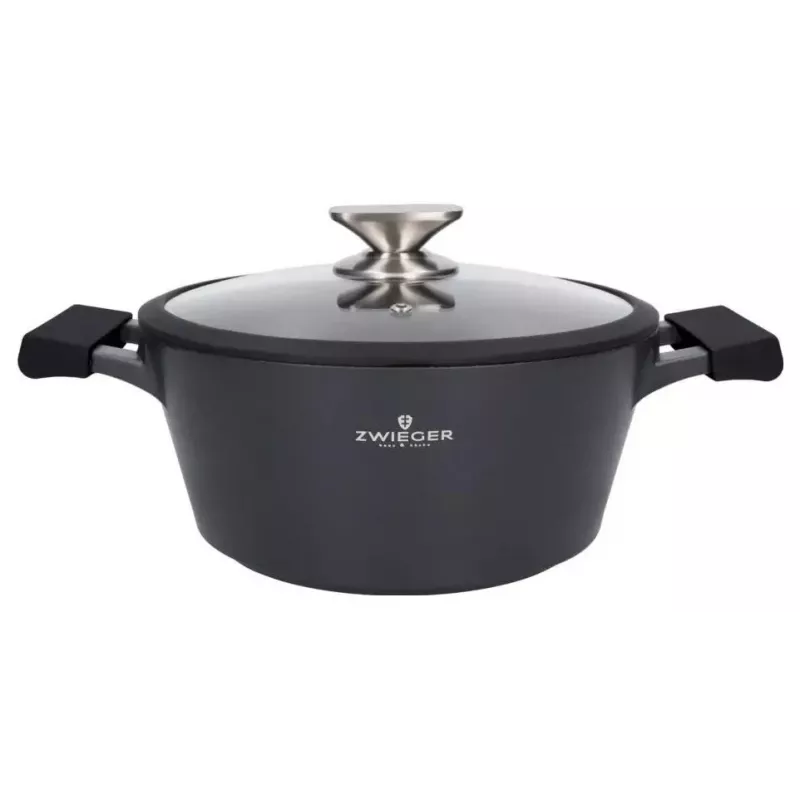 Zwieger Black Stone 6-teiliges Kochtopfset, 3 Töpfe mit Deckeln, geschmiedetes Aluminium, induktionsgeeignet, schwarz
