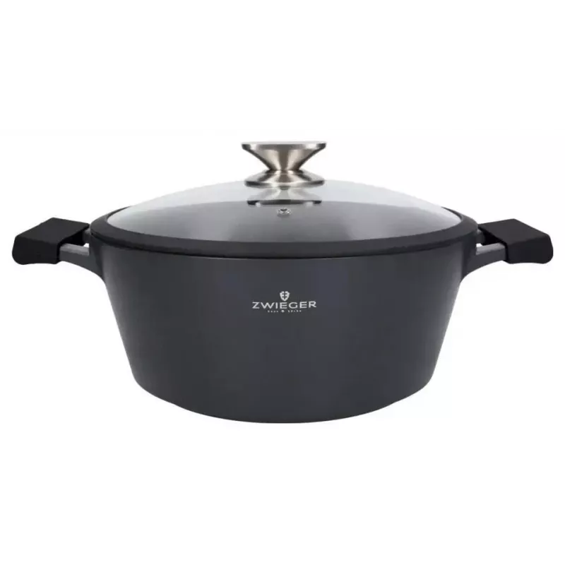 Zwieger Black Stone 6-teiliges Kochtopfset, 3 Töpfe mit Deckeln, geschmiedetes Aluminium, induktionsgeeignet, schwarz