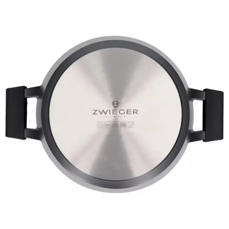 Zwieger Black Stone 6-teiliges Kochtopfset, 3 Töpfe mit Deckeln, geschmiedetes Aluminium, induktionsgeeignet, schwarz