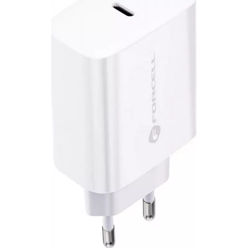FORCELL F-ENERGY TFK-TC-20WPD USB-C-Netzteil mit USB-C-auf-Lightning-Kabel, 20W PD QC4.0, 3A, Weiß